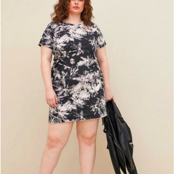 LoveSick Destructed Midi Dress - Cotton Palms Black - Picture 1 of 5